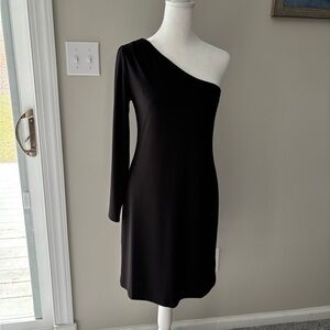 White House Black Market One-Shoulder Black Dress